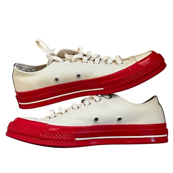 Comme des Garcons Play x Converse Red Sole Low Top Off White Sneakers US 8 - Picture 2 of 10